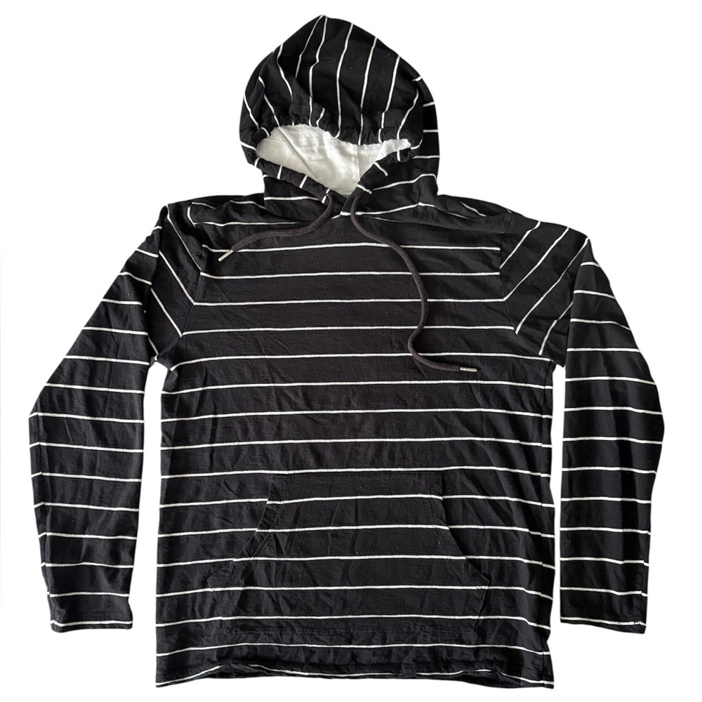 Old Navy Black and White Striped Hoodie Medium